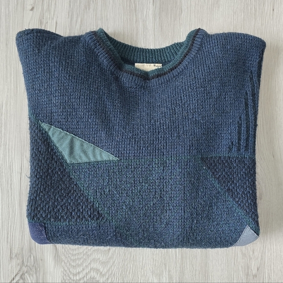 American Vintage Sweaters - American Vintage | 80s blue geometric print retro crewneck sweater | WMS L